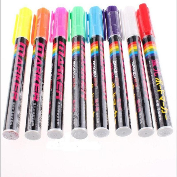 8pcs 8 Color Highlighters Fluorescent Liquid Chalk Marker Neon Pen For LED Writing Board 6MM