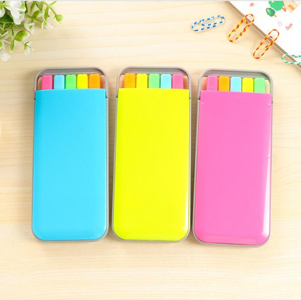 candy color highlighter pen set mini fluo markers pens korean stationery school supplies 5 colors/box