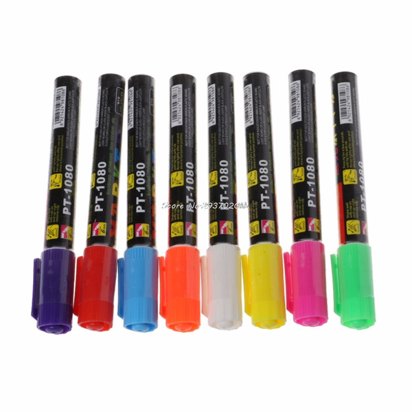 8 Color Highlighter Fluorescent Liquid Chalk Marker Pen For LED Writing Board HUZZ_26