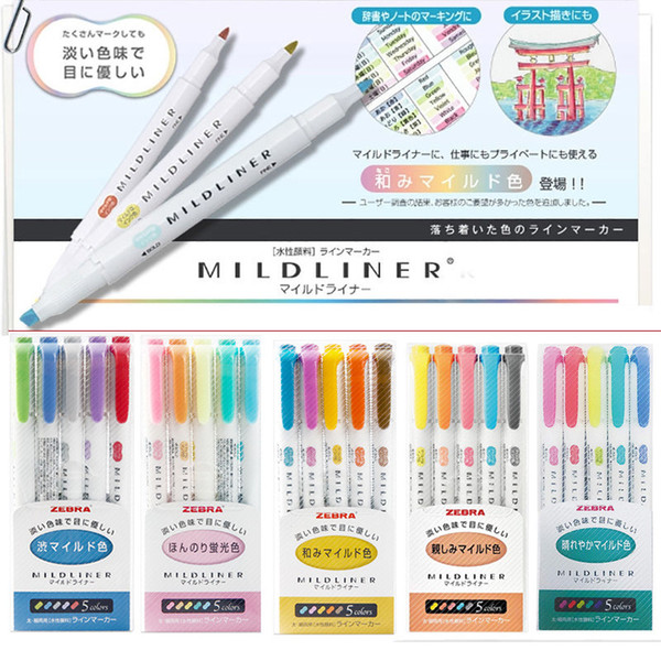 25PCS/Set Zebra WKT7 Highlighter Marker Mildliner Japan Import Double-SidedRound Toe/Oblique School Office Supply