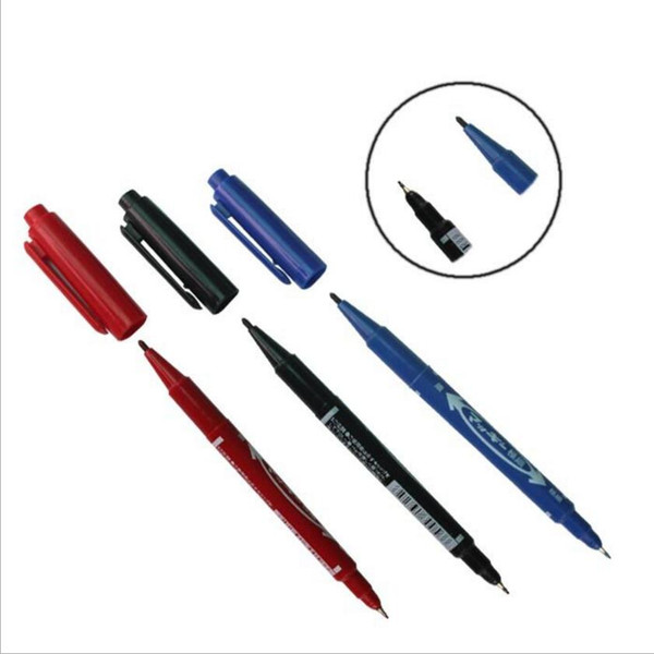 6Pcs Double-headed Marker Pens Good Waterproof Ink Thin Nib Crude Nib Black New Portable Fine Colour Marker Pen