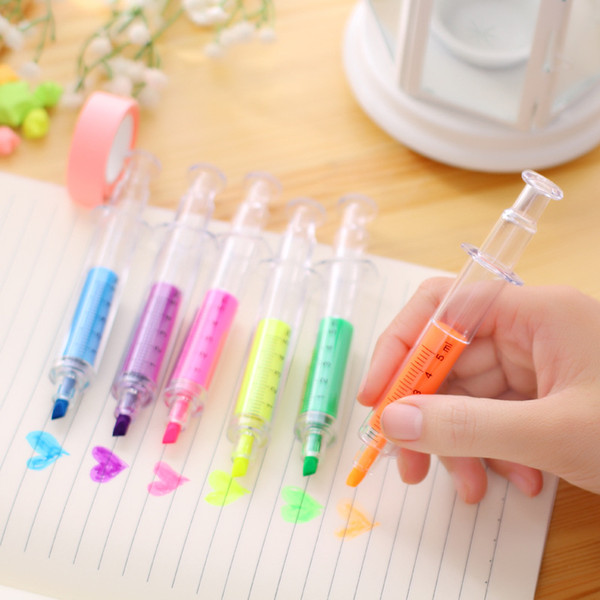 Creative Highlighter Syringe Needle Highlighter Needle Ball Pen Trick Of Children's Toys Prize For Students Advertising Gifts H0053