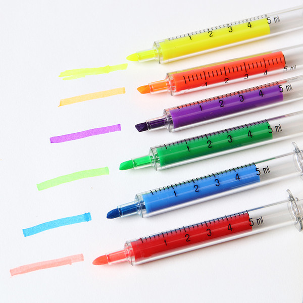 12PCS Cute Kawaii Novelty Nurse Needle Syringe Shaped Highlighter Marker Marker Pen Stationery School Supplies