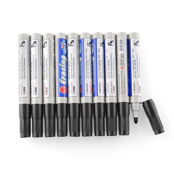 New Useful 10Pcs Fine Nip Black Whiteboard Marker Pens Dry Wipe Dry Erase Easy Erase Erasable Office School Supplies