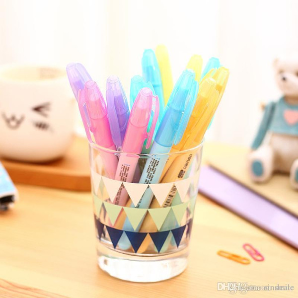 Wholesale-1 Pcs Korean Cute Kawaii Deli Watercolor Highlighter Stationery Sets For Kids School Supplies Invisible Ink Pen Markers Painter