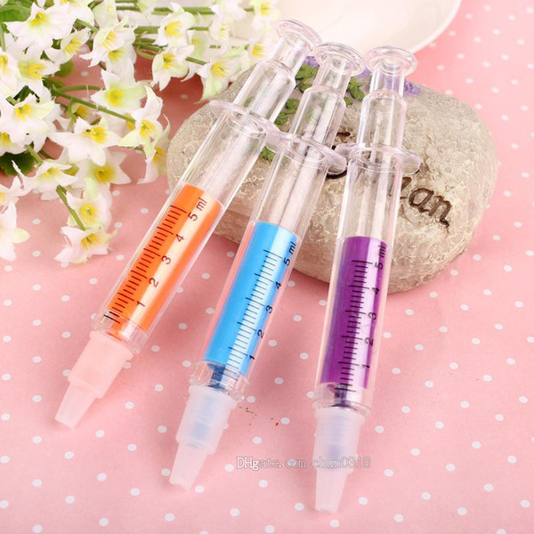 free shipping HOT Cute Kawaii Fluorescent Syringe Watercolor Pens Highlighters Marker Pen Korean Stationery School Supplies Needle marker