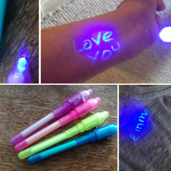 4PCS Creative Magic UV Light Invisible Ink Pen Funny Highlighter Marker Pen For Kids Students Gift Novelty Item