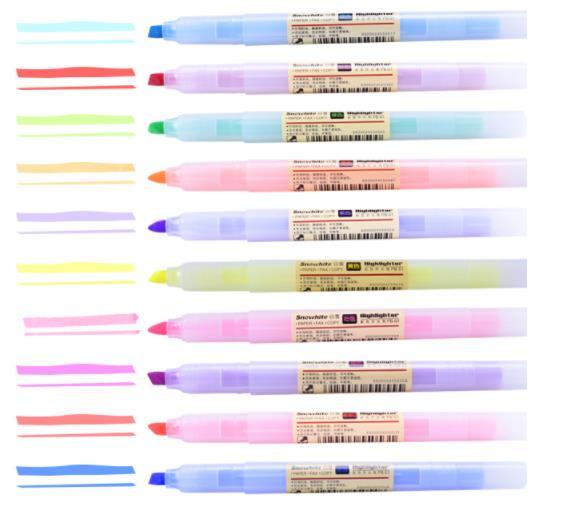 new wholesale 12 piece candy fluorescent pen 10 colors student color pen oblique head mark key line marker