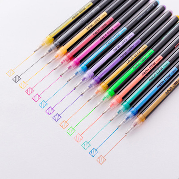 Creative stationery 12 color green suit flash color pen water color fluorescent marker office learning painting supplies