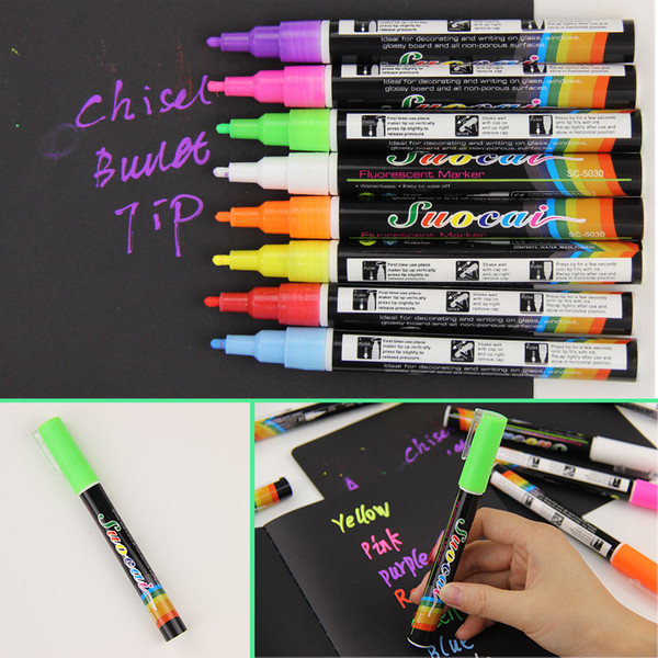 8colors/Set Liquid Chalk Marker Pens Erasable Multi Colored Highlighters LED Writing Board Glass Window Art 8 Colours Marker Pens