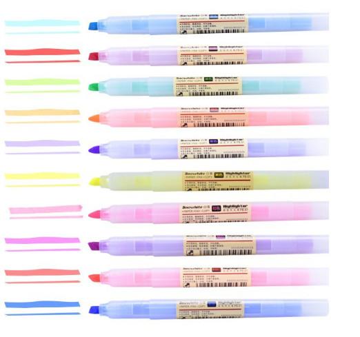 Candy highlighter 10 colors Oblique mark pen Scribe mark Highlighter