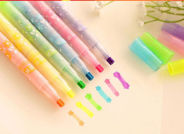 Creative stationery strange star fluorescent pen color candy color cute seal 6 color marker pen key marker pen,rad,orange,yellow,green,blue