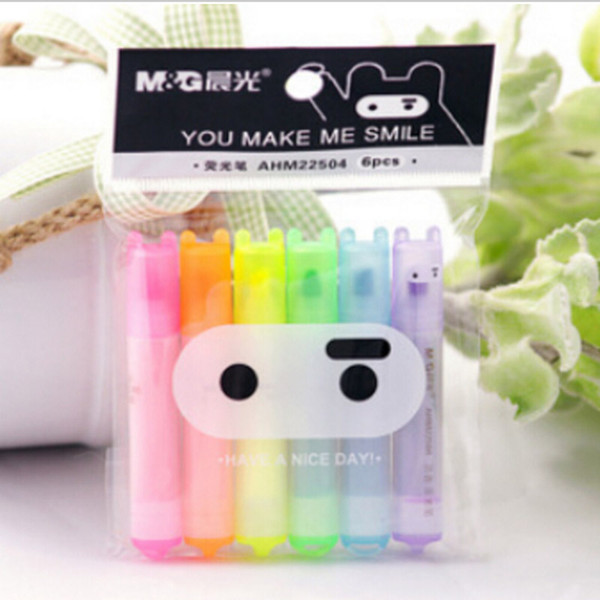 Mini Highlighter Creative Lovely Cartoon Ninja Rabbit gel Pen for Kids Korean Stationery Free shipping 6 pcs/lot Cute Kawaii