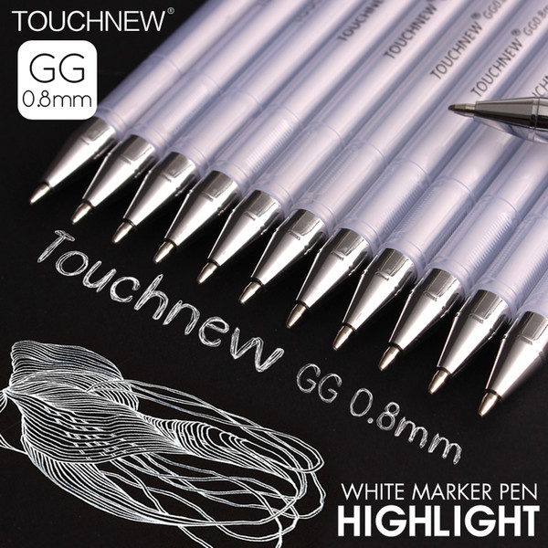 TOUCHNEW 0.8mm White Highlighter Pen Sketch Fine Liner Pen Scribble Pen Paint Design Art Markers for School Supplies