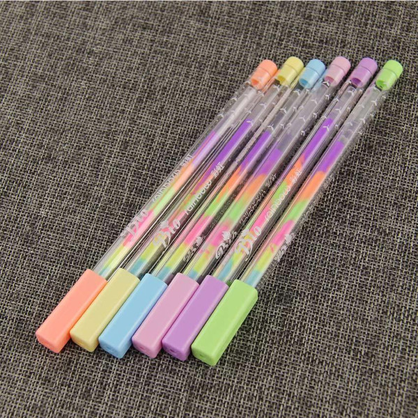 4PCS/lot Rainbow Color Gel Pen 6 In 1 Color Pens DIY Album Photo Decoration Highlighter Marker Pen Office Supplies