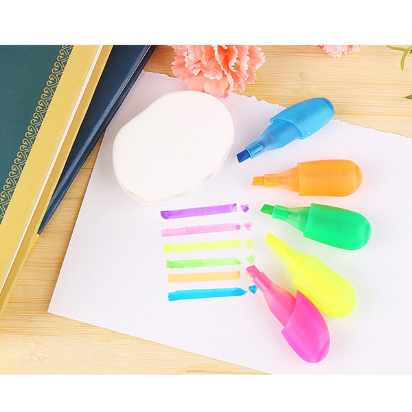 New type kids favourite palm shape highlighters set with 5 colors for kids drawing and painting