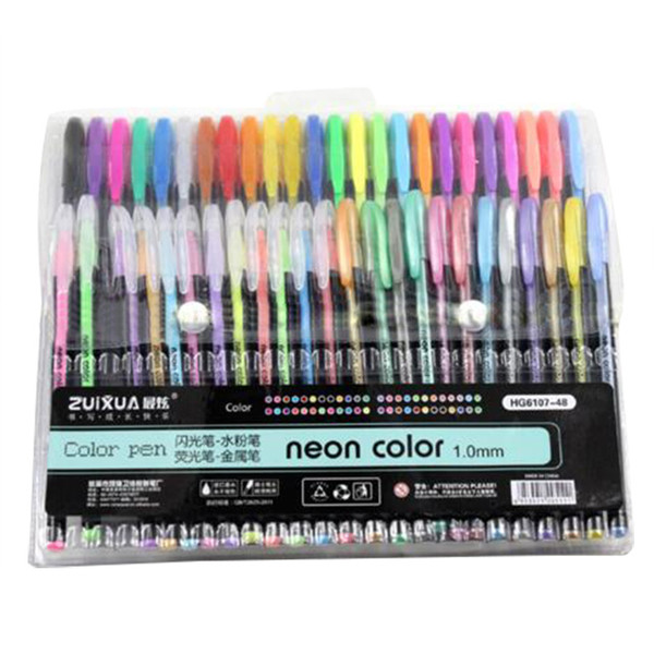 48 Gel Pen Set Metallic Pastel Glitter Neon Gel Pens For Adult Colouring Book