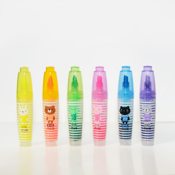 6 pcs/bag Mini Highlighters pen Kawaii Animals Marking Pen Office School Supplies Stationery Highlighters