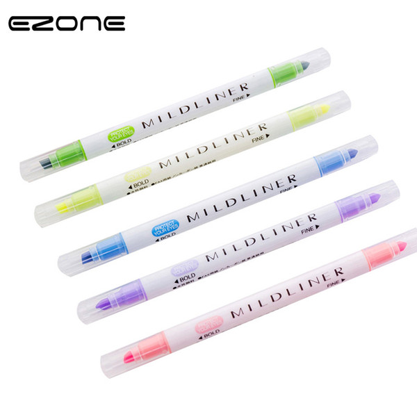 EZONE 3Pcs/Set Highlighter Pen Double Side Fluorescent Marker Pen Rainbow Canetas Marking Material Escolar Papelaria Gifts