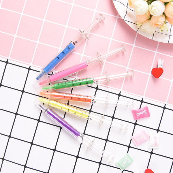 1 Pcs Syringe Highlighter Marker Pen Fluorescent Pen Neon Syringe Stationery Office School Supplies