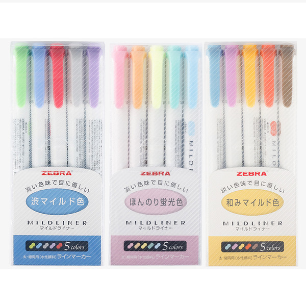 Japanese Zebra Mildliner Light Pen Double Highlighter For School Markers Color Pen Hook Cute Office Stationery