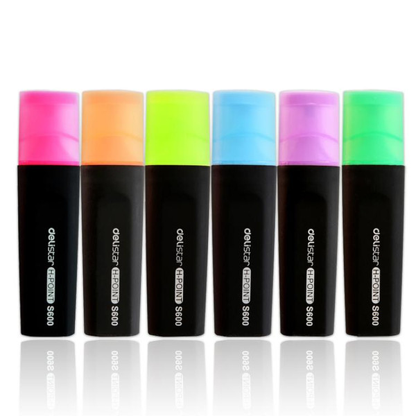 Wholesale-Deli S600 Highlighter Waterproof Drawing Pen Art Markers Pen Not Easy Fade Highlighters Fluorescent Bright Color DropShipping