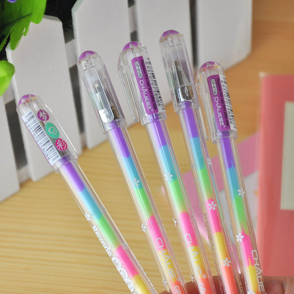 Wholesale- 4Pcs Cute 6 in 1 Color refill Rainbow Highlighters Pen Marker Stationery Colorful Painting Stationery Writing Pen