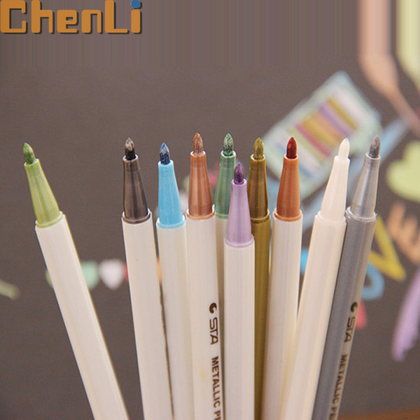 Wholesale- 10 pcs/lot 10 Colors Water Chalk Pen Watercolor Pens for Scrapbooking Photo Album Marker Gel Pen Stationery CL-1013