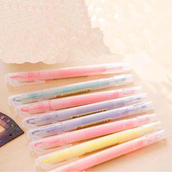 10pcs/lot Creative Highlighter Double-headed Pens Design Markers Fluorescent Pen Stationery Scrapbook Material School Supplies Papelaria 201