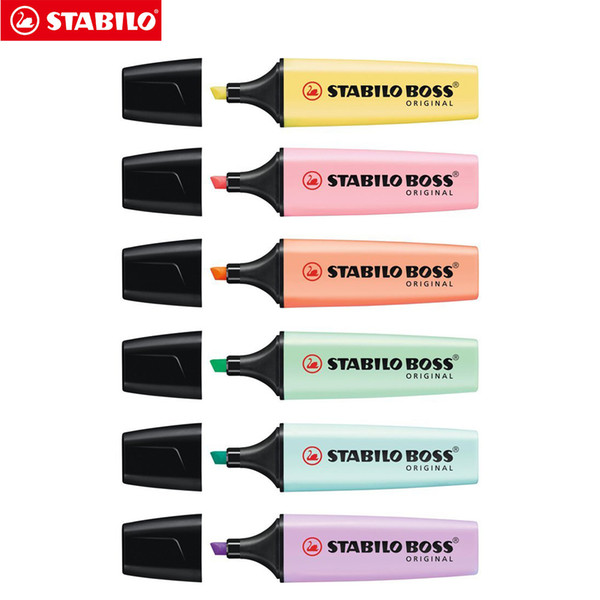 BOSS Original Highlighter Pastels Marker Pen 6 Trendy Pastel Colors 2+5mm Chisel Tip Fluorescent Clear View Highlighter