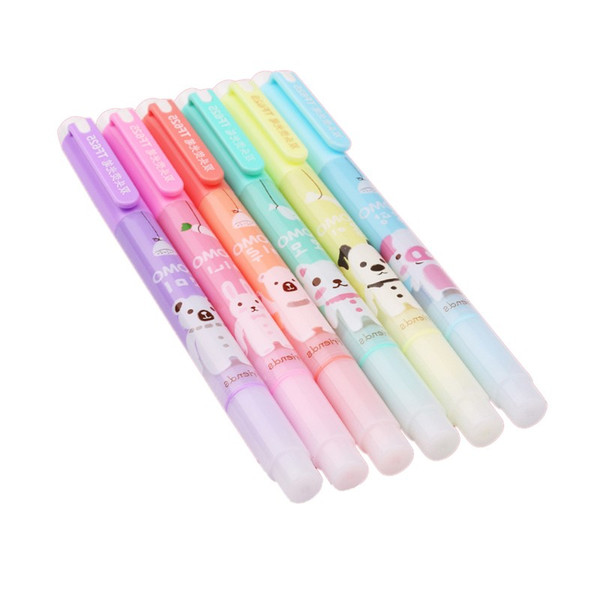 6 Pcs/lot 2017 New Cartoon Cute Creative Focus Stud Highlighter Marker Pen Marker Office School Supplies Baby Gift