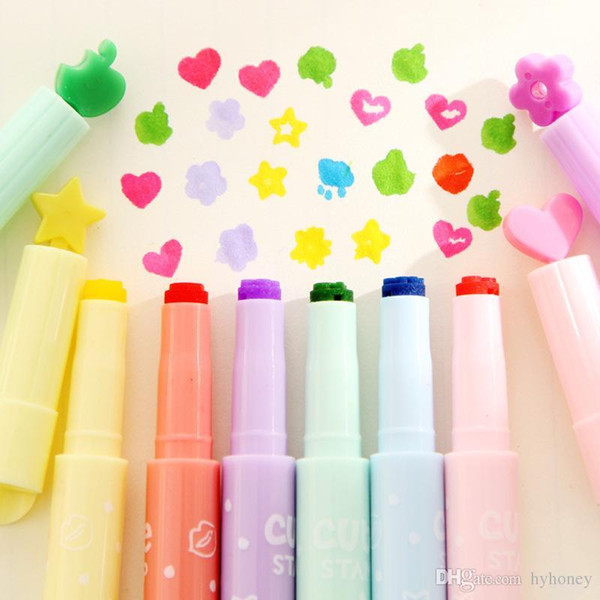 Wholesale- 6 pcs/lot new Pattern seal cartoon cute creative highlighter marker pen marker office school supplies gift child free shipping