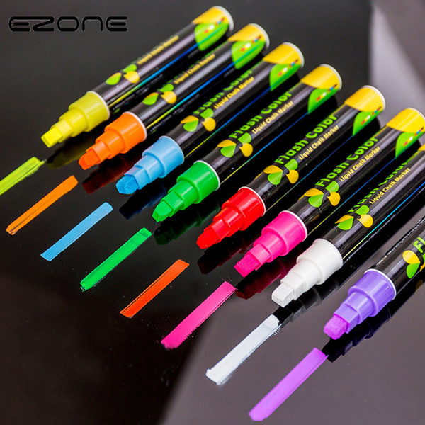 8pcs Cute Candy Highlighter Fluorescent Liquid Chalk Marker Neon Pen For LED Writing Board For Painting Graffiti Office Supply