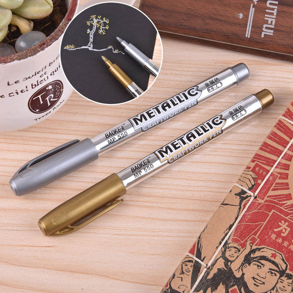 1.5mm DIY Metal Waterproof Permanent Paint Marker Pens Gold And Silver Marker Craftwork Pens For Drawing School Supplies