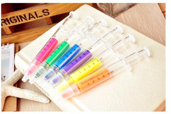 Creative Highlighter pens Syringe design markers Fluorescent pen Stationery scrapbook material School supplies freenshipping 2018