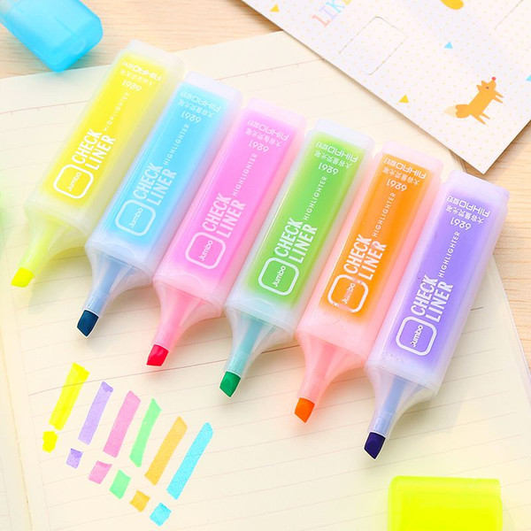 3Pcs 6Colors Highlighters Paragraph candy color large capacity neon pen marker pen rainbow pens