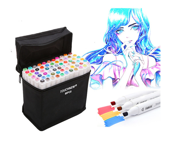 Touchfive 60 Colors Art Markers luxury pen Oily Sketch Art Supplies for Animation Manga Brush Pen Liners Dual Head Creative Christmas gifts