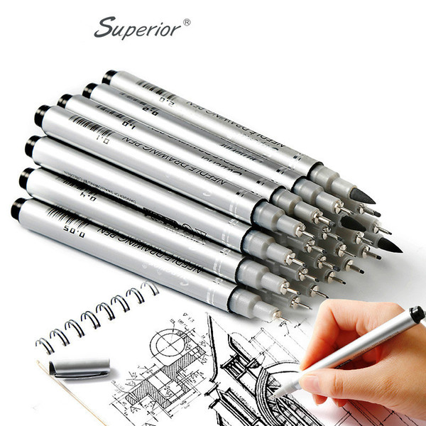 10Pcs/Set Superior Different Size Pigment Fineliner Sketch Marker Brush Tip Graffiti Hook Fiber Pens Writing Drawing Art Supplier