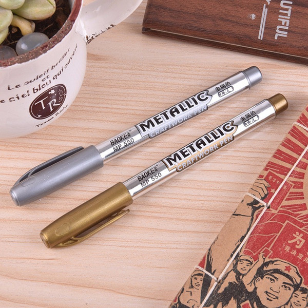 1.5mm DIY Metal Waterproof Permanent Paint Marker Pens Gold And Silver Marker Craftwork Pens For Drawing School Supplies