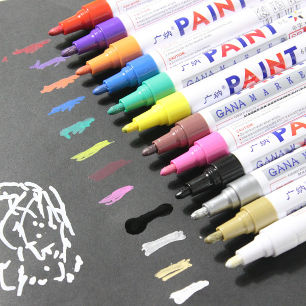 Colorful Waterproof Pen Car Tyre Tire Tread Metal Permanent Paint Markers Graffiti Oily Marker Pen Free Shipping