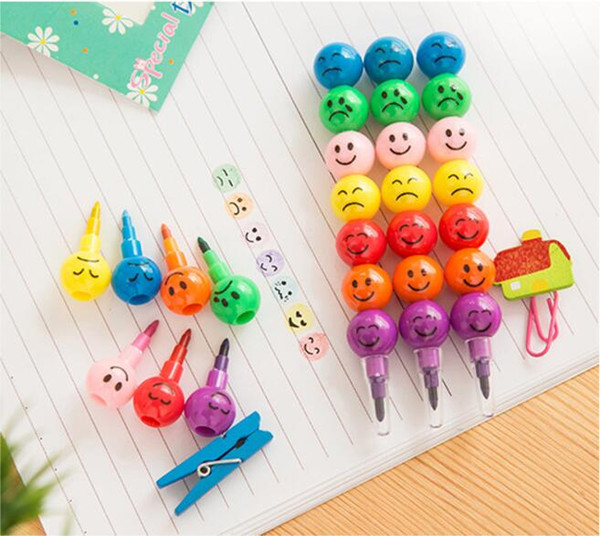 7 Color WaterColor Brush Smiley Cartoon Pens Pencil Markers Children's Toys Gifts emoji Watercolor crayons free shipping