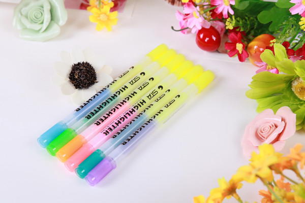 Highlighter pen Fluorescent Marker Luminescent pen Stationery Office School supplies Multicolor Double head double color 60 p/l