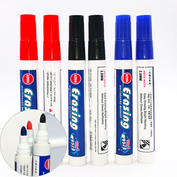 Black Red Blue Erasable Whiteboard Pens Whiteboard Writing Erasable Markers Pen Office School Point 0.1inch Smooth Writing Pens DH1326