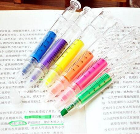 Ultra-lifelike Ultra-cute Needle-like Cylinder Color Marking Pen Fluorescent Pen Injector Modeling