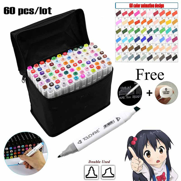 60 Color Painting Art Mark Pen Alcohol Marker Pen Cartoon Graffiti Sketch Double Headed Art Copic Markers Designers