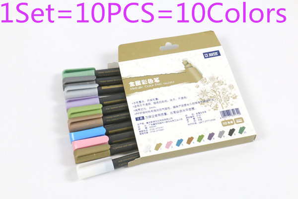 STA 10 Colors Metallic Marker Pens for Rock Painting Medium Point Metallic Color Markers for Ceramic Glass Plastic Scrapbooking