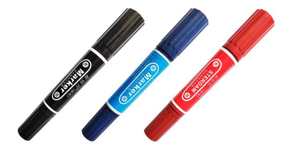 Quick-drying big-headed pen Black greasy pen Non-fading double-headed marker Ink marker Plastic materia Carton packagingl red blue black