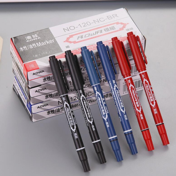 Supplying Double Pen points slimsy erasable marker red/blue/black marking pens factory wholesaler 10pcs/box