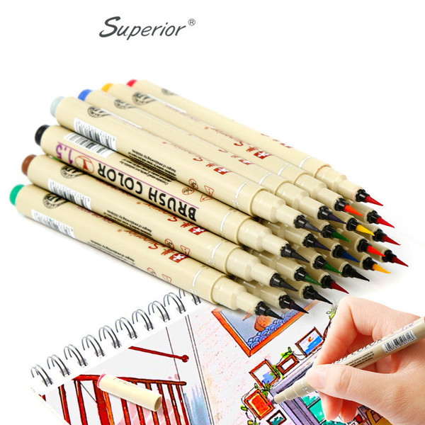 12Colors Drawing Artist Brush Pen Sketch Markers Set For School Children Stationery Watercolor Marker Pen Supplies