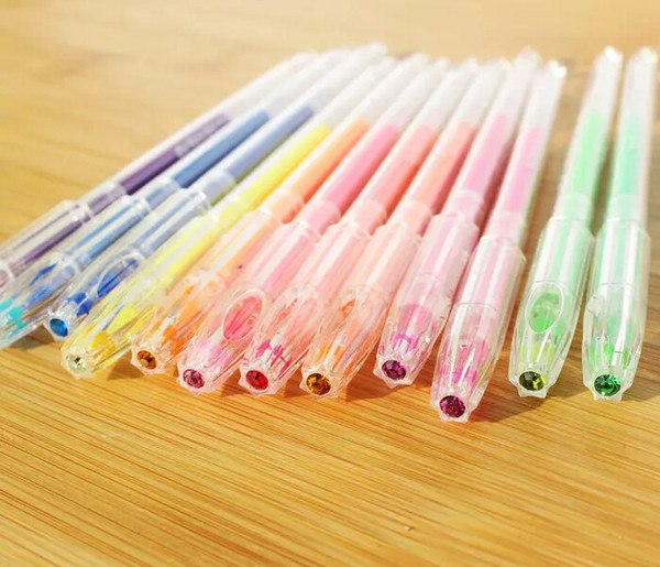 48 Colors PrettyBaby neon water chalk diamond gel pens Fluorescent glitter and metallic gel pen for secret garden coloring book fine drawing